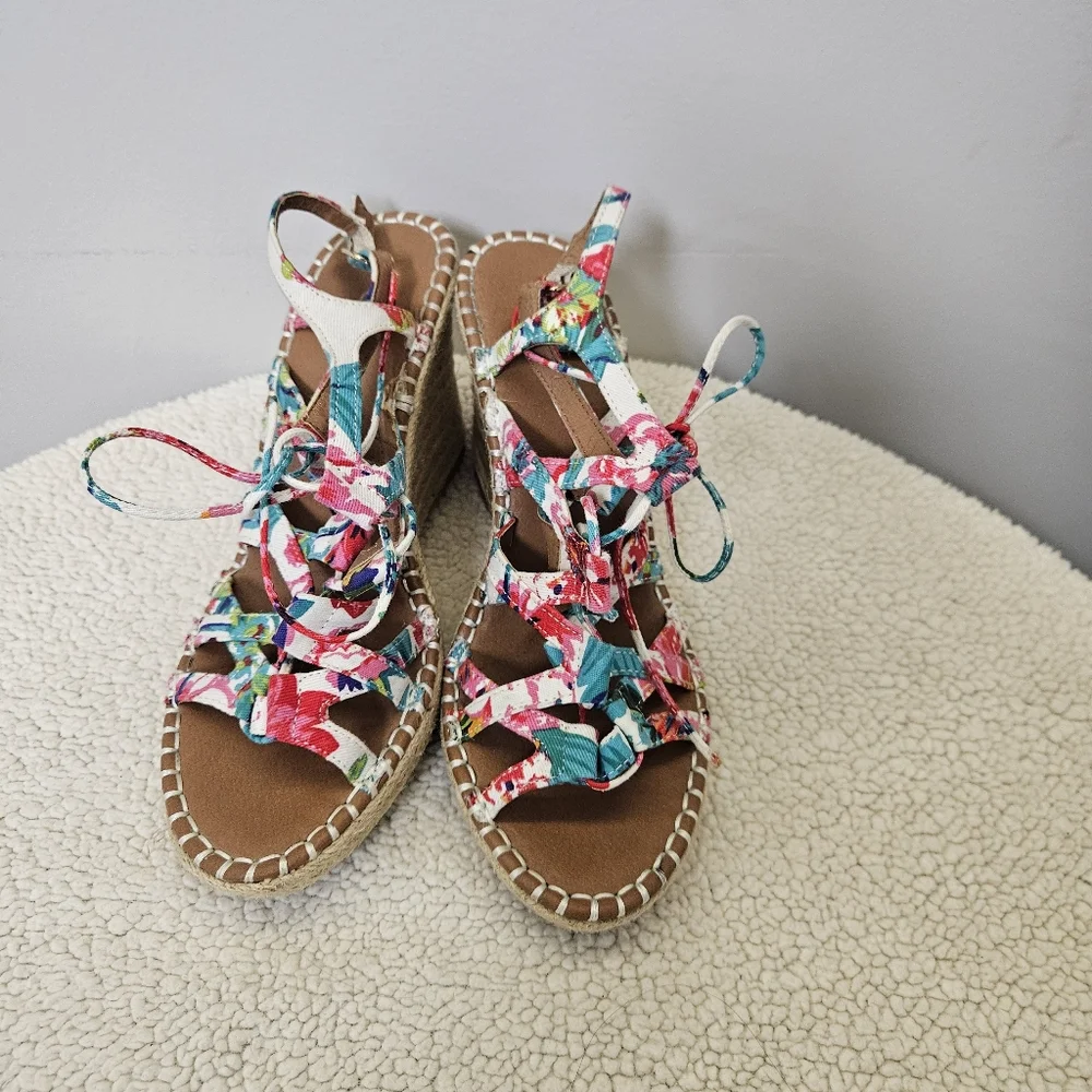 Sugar Colorful Strappy Wedge Sandals Size 8.5 - Picture 4 of 16